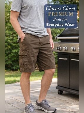 Columbia Brown Cotton Cargo Shorts 38 Hiking Outdoor Casual Classic